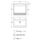 VENUS T60 Tölgyszínű Függesztett  soft-close rendszerű  nagyfiókos Fürdőszobaszekrény  Műmárvány matt mosdókagylóval                                      (60*54*48 cm)