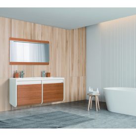   Venus T120 Tölgyszínű Függesztett  soft-close rendszerű rendszerű  nagyfiókos Fürdőszobaszekrény műmárvány mosdóval