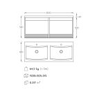 Venus T120 Tölgyszínű Függesztett  soft-close rendszerű rendszerű  nagyfiókos Fürdőszobaszekrény műmárvány mosdóval