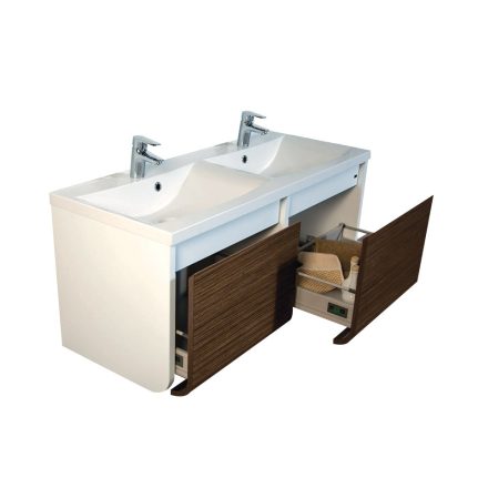 Venus D120 Diószínű Függesztett   soft-close rendszerű rendszerű  nagyfiókos Fürdőszobaszekrény műmárvány mosdóval