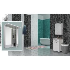   Link 60 Magasfényű fehér Lábon álló fürdőszoba bútor, középen nyíló ajtóval, kerámiamosdóval