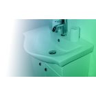 Link 60 Magasfényű fehér Lábon álló fürdőszoba bútor, középen nyíló ajtóval, kerámiamosdóval