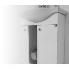 Link 60 Magasfényű fehér Lábon álló fürdőszoba bútor, középen nyíló ajtóval, kerámiamosdóval