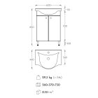 Link 60 Magasfényű fehér Lábon álló fürdőszoba bútor, középen nyíló ajtóval, kerámiamosdóval