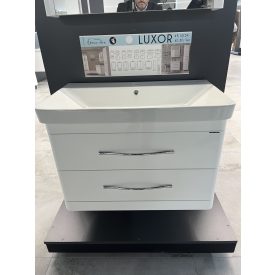    LUXOR F80 Magasfényű Fehér Festett Fügesztett  soft-close rendszerű  két fiókos Fürdőszobabútor Kerámia  Mosdókagylóval (80,5*56*46 cm)