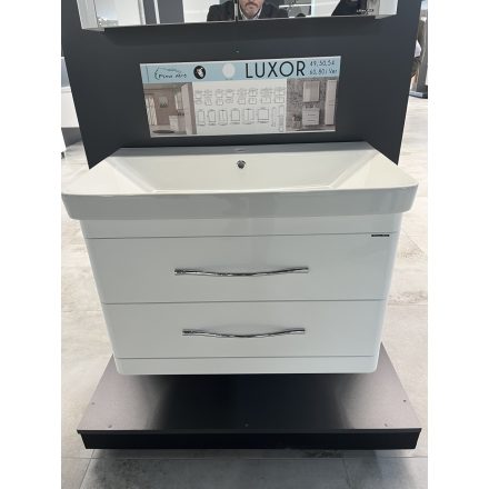  LUXOR F80 Magasfényű Fehér Festett Fügesztett  soft-close rendszerű  két fiókos Fürdőszobabútor Kerámia  Mosdókagylóval (80,5*56*46 cm)