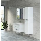  LUXOR F80 Magasfényű Fehér Festett Fügesztett  soft-close rendszerű  két fiókos Fürdőszobabútor Kerámia  Mosdókagylóval (80,5*56*46 cm)