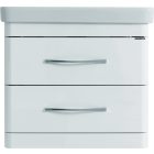  LUXOR F60 Magasfényű Fehér Festett  Fügesztett  soft-close rendszerű  két fiókos Fürdőszobabútor Kerámia Mosdókagylóval (60,5*56*46 cm)