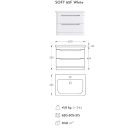 SOFT 65 Fehér Fóliázott Függesztett  soft-close rendszerű  fiókos Fürdőszobabútor kerámiamosdóval