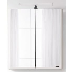   Soft 65 Fehér Fóliázott polcozott,  Tükrösszekrény,  LED Világítással (65*78,3*22,6 cm)