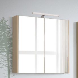   Soft 65 Bézs  Fóliázott polcozott,  Tükrösszekrény,  LED Világítással (65*78,3*22,6 cm)