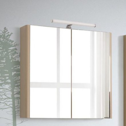 Soft 65 Bézs  Fóliázott polcozott,  Tükrösszekrény,  LED Világítással (65*78,3*22,6 cm)