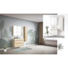 Soft 65 Bézs  Fóliázott polcozott,  Tükrösszekrény,  LED Világítással (65*78,3*22,6 cm)