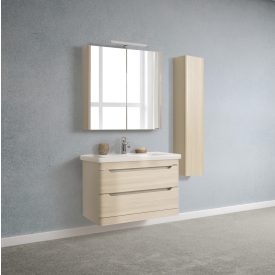   Soft ART 80 Bézs Fóliázott polcozott,  Tükrösszekrény,  Világítással(80*78,3*22,6 cm)