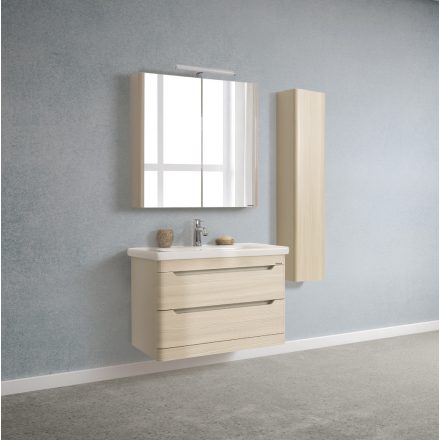 Soft ART 80 Bézs Fóliázott polcozott,  Tükrösszekrény,  Világítással(80*78,3*22,6 cm)