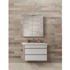 TOLEDO 65 F Magasfényű fehér szekrény. Függesztett soft close két fiókos kerámiamosdóval