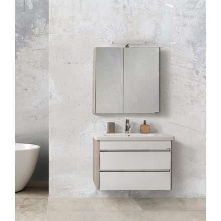 TOLEDO 65 ART Fóliázott polcozott, tükrösszekrény, konnektor, vil.kapcsoló,LED (63*83,3*21,5)