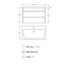 TOLEDO 80 F Magasfényű fehér szekrény, Függesztett, soft close két fiókos, kerámiamosdóval