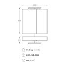 TOLEDO  80 ART Fóliázott.polcozott tükrösszekrény. Konnektor, világítás, LED, 80*83,3*21,5cm