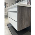 TOLEDO 65 F Magasfényű fehér szekrény. Függesztett, soft close két fiókos kerámiamosdóval