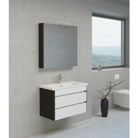 TOLEDO 65 ART Sötétsz fóliázott,polcozott tükrösszekrény, Konnektor, világítás,LED 63*83,3*21,5cm