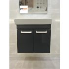 Neon 45 Antracit Függesztett egyajtós Fürdőszoba bútor,kerámiamosdóval kompletten (45*56,5*41,5cm)