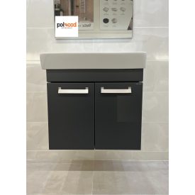   Neon 45 Antracit Függesztett egyajtós Fürdőszoba bútor,kerámiamosdóval kompletten (45*56,5*41,5cm)