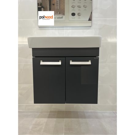 Neon 45 Antracit Függesztett egyajtós Fürdőszoba bútor,kerámiamosdóval kompletten (45*56,5*41,5cm)