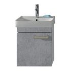 NEON 45 Betonszürke függesztett egyajtós fürdőszoba bútor kerámiamosdóval 45x 56,5 41,5