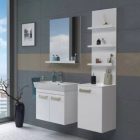 NEON 45 Betonszürke függesztett egyajtós fürdőszoba bútor kerámiamosdóval 45x 56,5 41,5