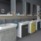 Neon 60 Antracit, Függesztett fürdőszobabútor, középen nyíló ajtóval, kerámiamosdóval (60X56,5X41,5