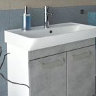 Neon 60 Betonszürke Függesztett bútor,középen felnyíló ajtó, kerámiamosdóval