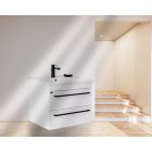 Atria Fehér F65  Függesztett Fürdőszoba bútor a felső ajtó lenyíló alsó Soft close fiokkal ellátva, mosdóval kompletten (65*52*50 cm)