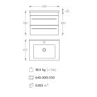 Atria Fehér F65  Függesztett Fürdőszoba bútor a felső ajtó lenyíló alsó Soft close fiokkal ellátva, mosdóval kompletten (65*52*50 cm)
