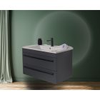 Atria Antracit szürke A85 Mattfényű  Függesztett Fürdőszoba bútor a felső ajtó lenyíló, alsó Soft close fiokkal ellátva , mosdóval kompletten (85*62*45,5 cm)