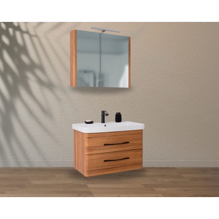  LUXOR FA60 Fahatású Fóliázott Fügesztett  soft-close rendszerű  két fiókos Fürdőszobabútor Kerámia Mosdókagylóval (60,5*56*46 cm)