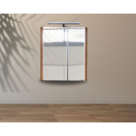 LUXOR/ZEN FA60 ART Fahatású Fóliázott Polcozott Tükrösszekrény LED-Világítással (65*72,5*21cm)