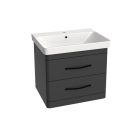  LUXOR A60 Antracit Fóliázott Fügesztett  soft-close rendszerű  két fiókos Fürdőszobabútor Kerámia  Mosdókagylóval (60,5*56*46 cm)