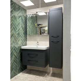    LUXOR A80 Antracit Fóliázott Fügesztett  soft-close rendszerű  két fiókos Fürdőszobabútor Kerámia  Mosdókagylóval (80,5*56*46 cm)