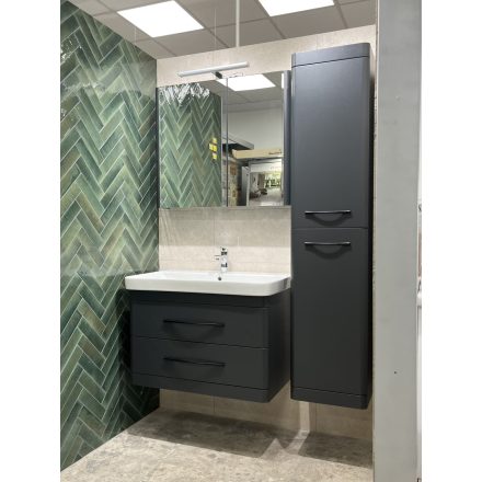  LUXOR A80 Antracit Fóliázott Fügesztett  soft-close rendszerű  két fiókos Fürdőszobabútor Kerámia  Mosdókagylóval (80,5*56*46 cm)