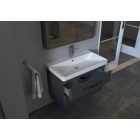  LUXOR A80 Antracit Fóliázott Fügesztett  soft-close rendszerű  két fiókos Fürdőszobabútor Kerámia  Mosdókagylóval (80,5*56*46 cm)