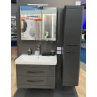  LUXOR A80 Antracit Fóliázott Fügesztett  soft-close rendszerű  két fiókos Fürdőszobabútor Kerámia  Mosdókagylóval (80,5*56*46 cm)