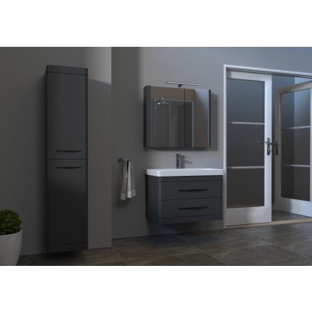 LUXOR AV Vertikal Antracit Függesztett  Ceruzaszekrény ( felső része polcos alsó része szennyestartókosaras)