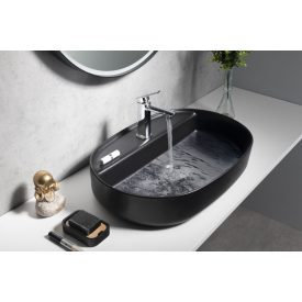 INFINITY OVAL kerámiamosdó, 60x40cm, matt fekete