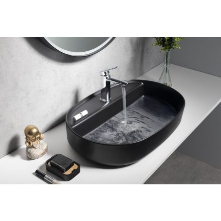 INFINITY OVAL kerámiamosdó, 60x40cm, matt fekete