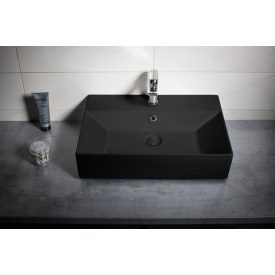   AQUALINE SISTEMA kerámiamosdó, pultra vagy falra szerelhető, 60x42cm, matt fekete