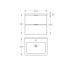 ZEN 60 Fahatású Fóliázott függesztett Soft Close rendszerű 2 fiókos Fürdőszobabútor Kermáiamosdóval 60x50x46cm