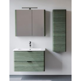   ZEN 80 Zöld színű Fóliázott Polcozott Tükrösszekrény LED-Világítással (80*76*13cm)