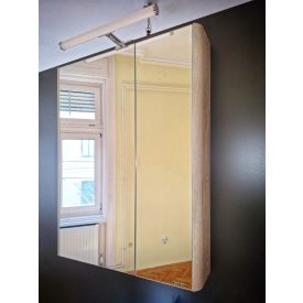   TOLEDO 65 ART Fekete.fóliázott polcozott,  Tükrösszekrény, Konnektor,világítás,LED 63*83,3*21,5cm