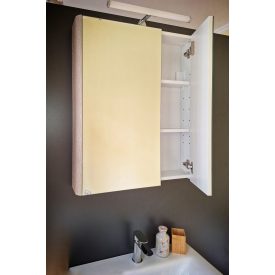   TOLEDO 80 ART Fekete.fóliázott polcozott,  Tükrösszekrény, Konnektor,világítás,LED 80*83,3*21,5cm